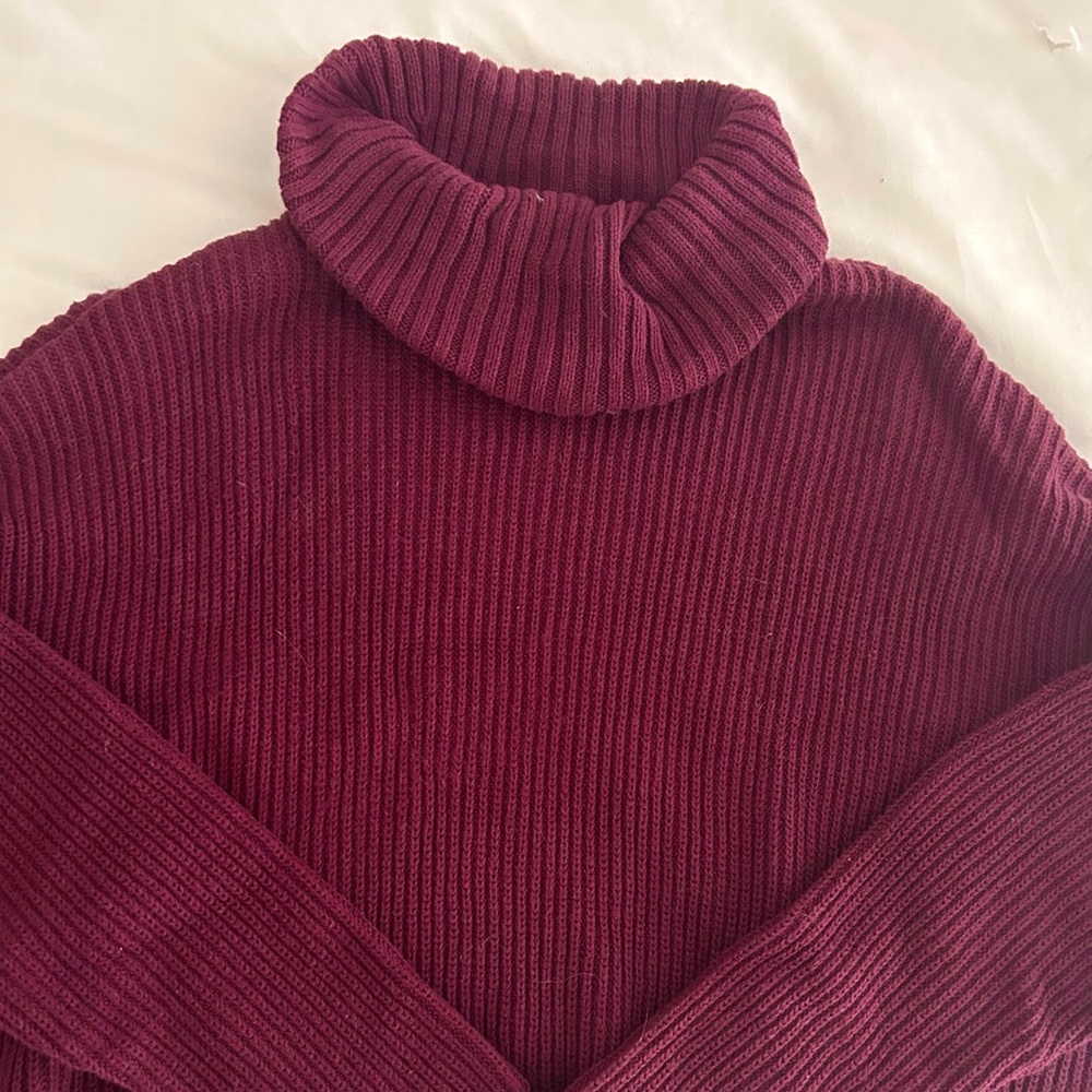 Hollister Cropped Plum Turtleneck Sweater
